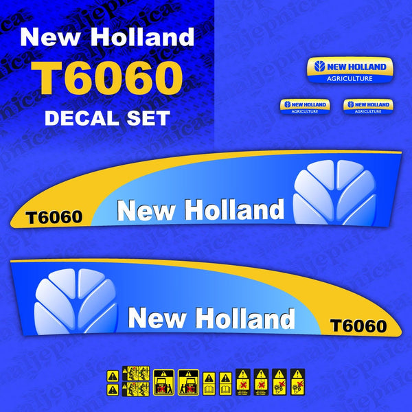 New Holland T6060 Aftermarket Replacement Tractor Decal (Sticker) Set