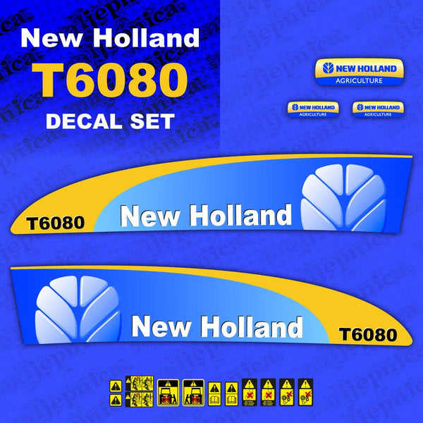 New Holland T6080 Aftermarket Replacement Tractor Decal (Sticker) Set