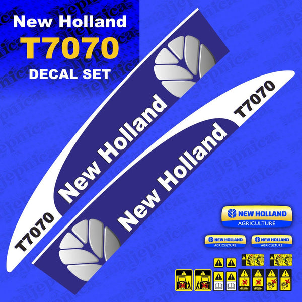 New Holland T7070 Blue Aftermarket Replacement Tractor Decal (Sticker) Set