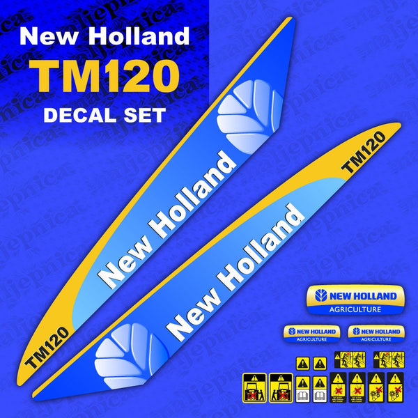 New Holland TM120 Aftermarket Replacement Tractor Decal (Sticker) Set