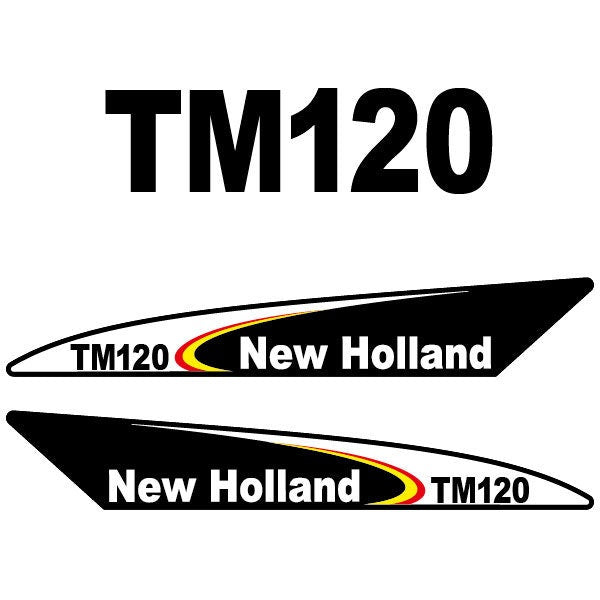 New Holland TM120 Black Aftermarket Replacement Tractor Decal (Sticker) Set