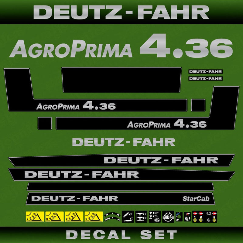 Deutz Fahr AgroPrima 4.36 Aftermarket Replacement Tractor Decal (Sticker) Set