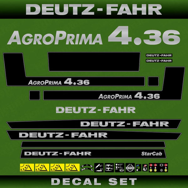 Deutz Fahr AgroPrima 4.36 Aftermarket Replacement Tractor Decal (Sticker) Set