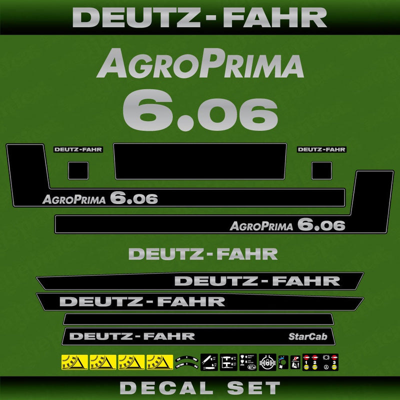 Deutz Fahr AgroPrima 6.06 Aftermarket Replacement Tractor Decal (Sticker) Set