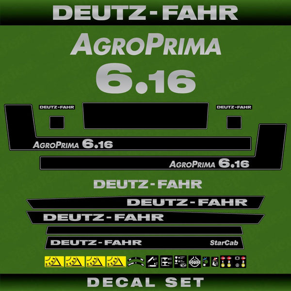 Deutz Fahr AgroPrima 6.16 Aftermarket Replacement Tractor Decal (Sticker) Set