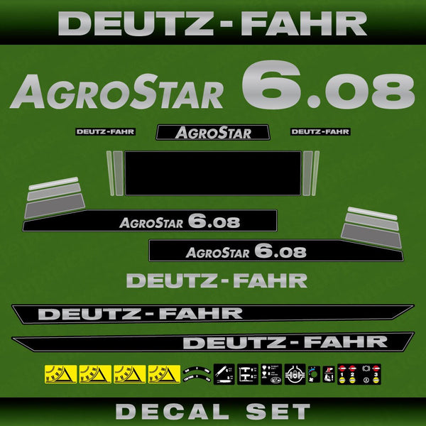 Deutz Fahr AgroStar 6.08 Aftermarket Replacement Tractor Decal (Sticker) Set