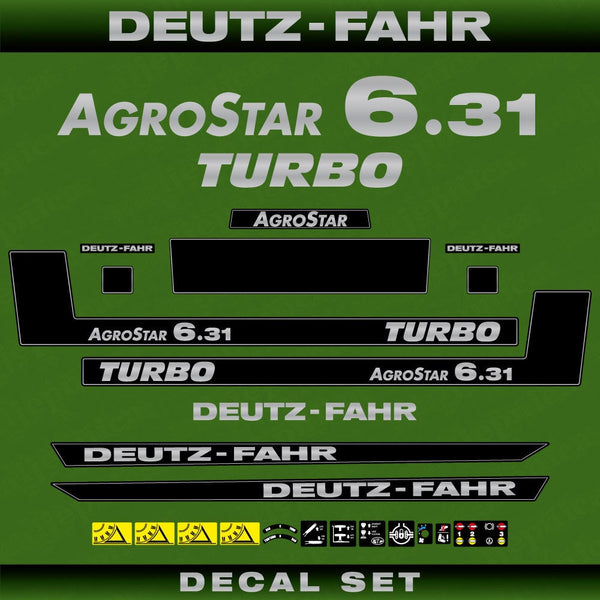 Deutz Fahr AgroStar 6.31 Turbo Aftermarket Replacement Tractor Decal (Sticker) Set