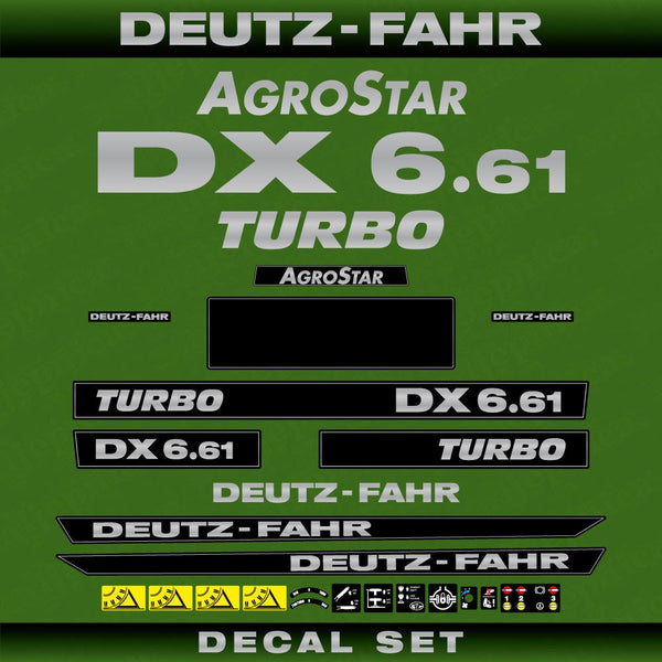 Deutz Fahr AgroStar DX 6.61 Turbo Aftermarket Replacement Tractor Decal (Sticker) Set
