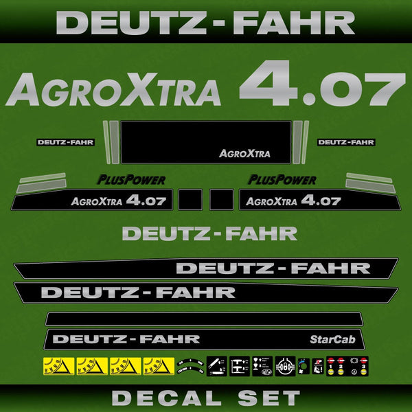 Deutz Fahr AgroXtra 4.07 Aftermarket Replacement Tractor Decal (Sticker) Set