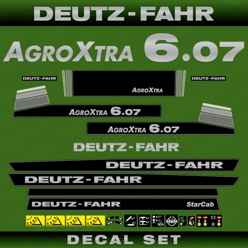 Deutz Fahr AgroXtra 6.07 Aftermarket Replacement Tractor Decal (Sticker) Set