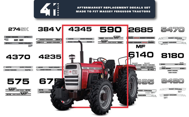 Massey Ferguson 3650 Aftermarket Replacement Tractor Decal (Sticker) Set