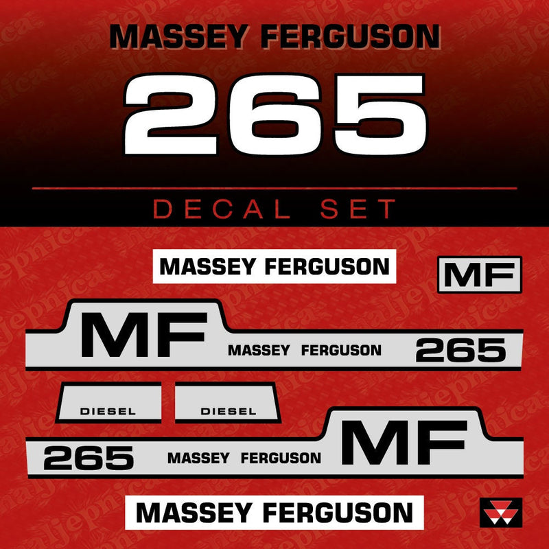 Massey Ferguson 265 Diesel Aftermarket Replacement Tractor Decal (Sticker) Set