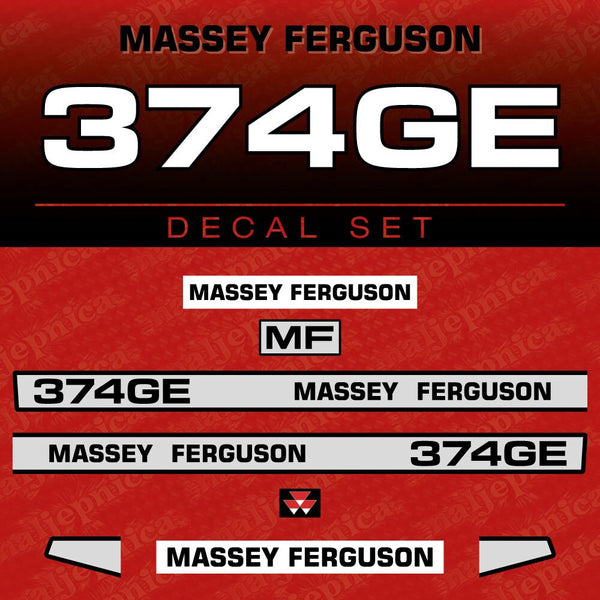 Massey Ferguson 374GE Aftermarket Replacement Tractor Decal (Sticker) Set