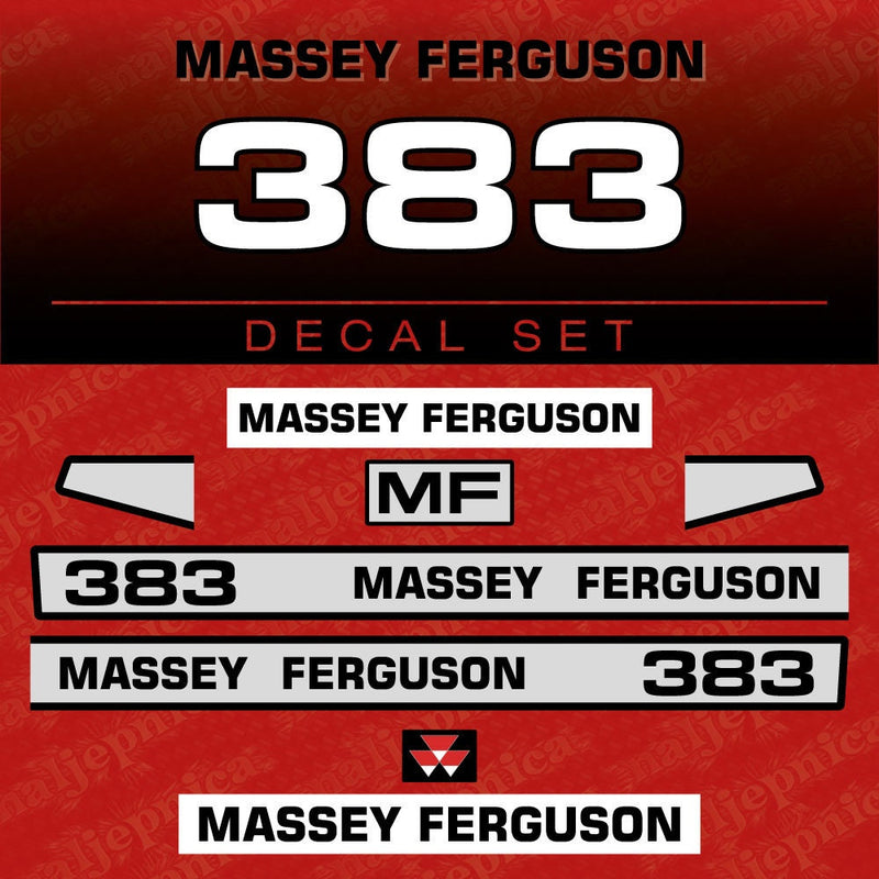 Massey Ferguson 383 Aftermarket Replacement Tractor Decal (Sticker) Set