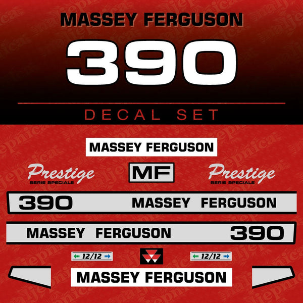 Massey Ferguson 390 Aftermarket Replacement Tractor Decal (Sticker) Set