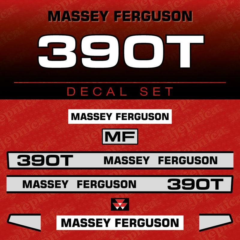 Massey Ferguson 390T Aftermarket Replacement Tractor Decal (Sticker) Set