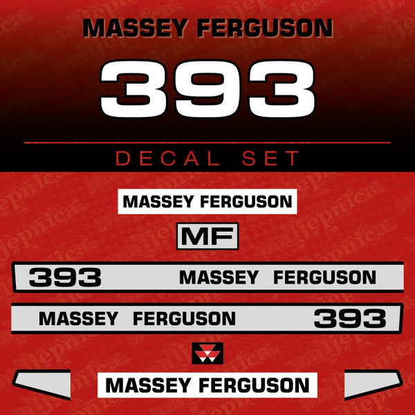 Massey Ferguson 393 Aftermarket Replacement Tractor Decal (Sticker) Set