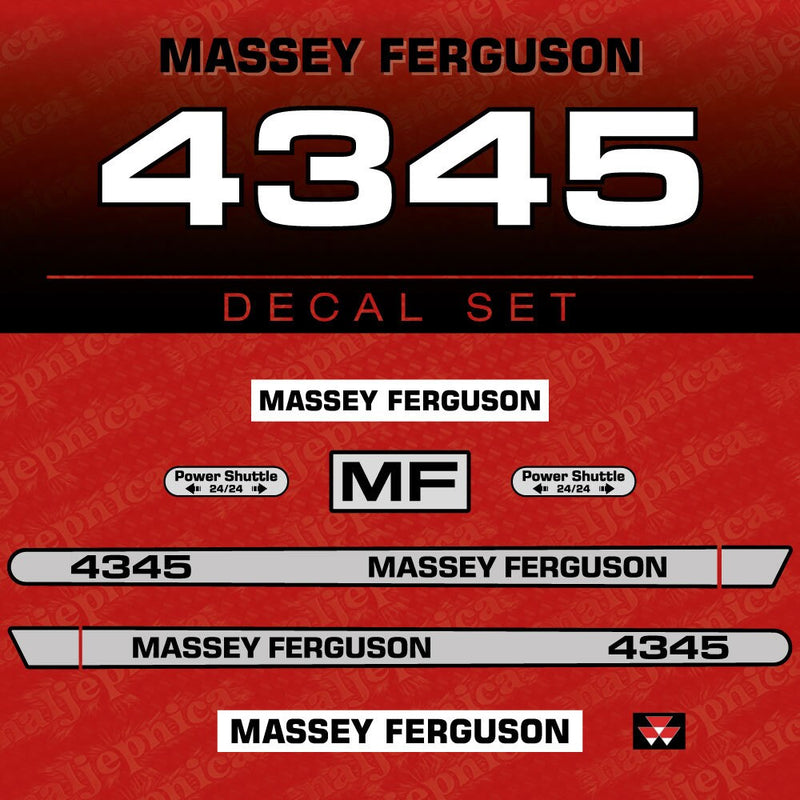 Massey Ferguson 4345 Aftermarket Replacement Tractor Decal (Sticker) Set