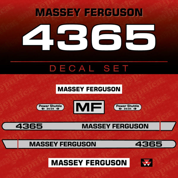 Massey Ferguson 4365 Aftermarket Replacement Tractor Decal (Sticker) Set