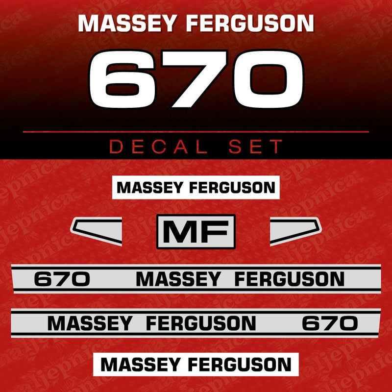 Massey Ferguson 670 Aftermarket Replacement Tractor Decal (Sticker) Set