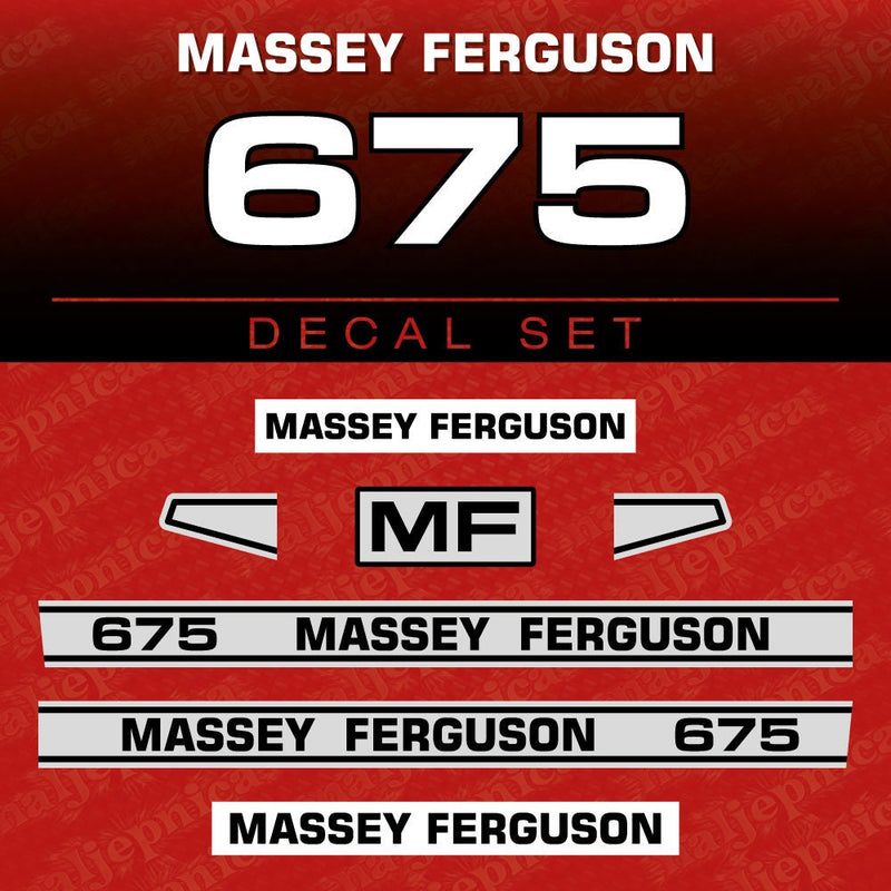 Massey Ferguson 675 Aftermarket Replacement Tractor Decal (Sticker) Set