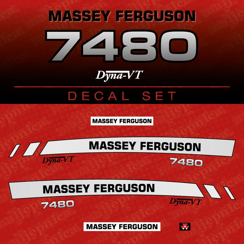 Massey Ferguson 7480 (2008 - 2012) Aftermarket Replacement Tractor Decal (Sticker) Set