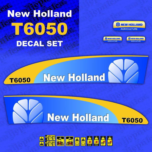 New Holland T6050 Aftermarket Replacement Tractor Decal (Sticker) Set