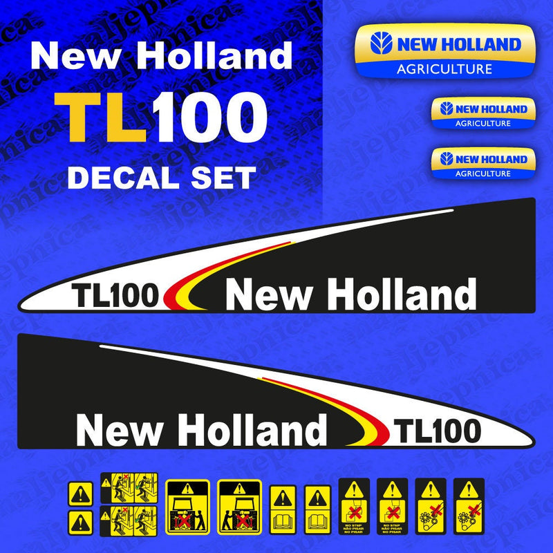 New Holland TL100 Black Aftermarket Replacement Tractor Decal (Sticker) Set