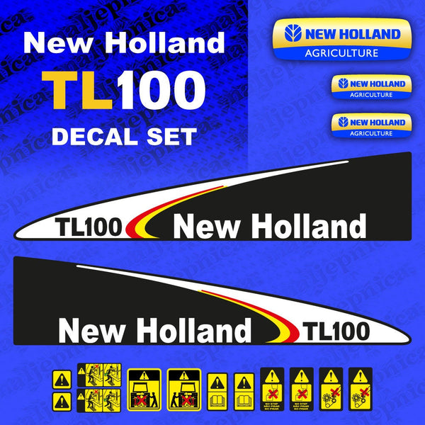 New Holland TL100 Black Aftermarket Replacement Tractor Decal (Sticker) Set