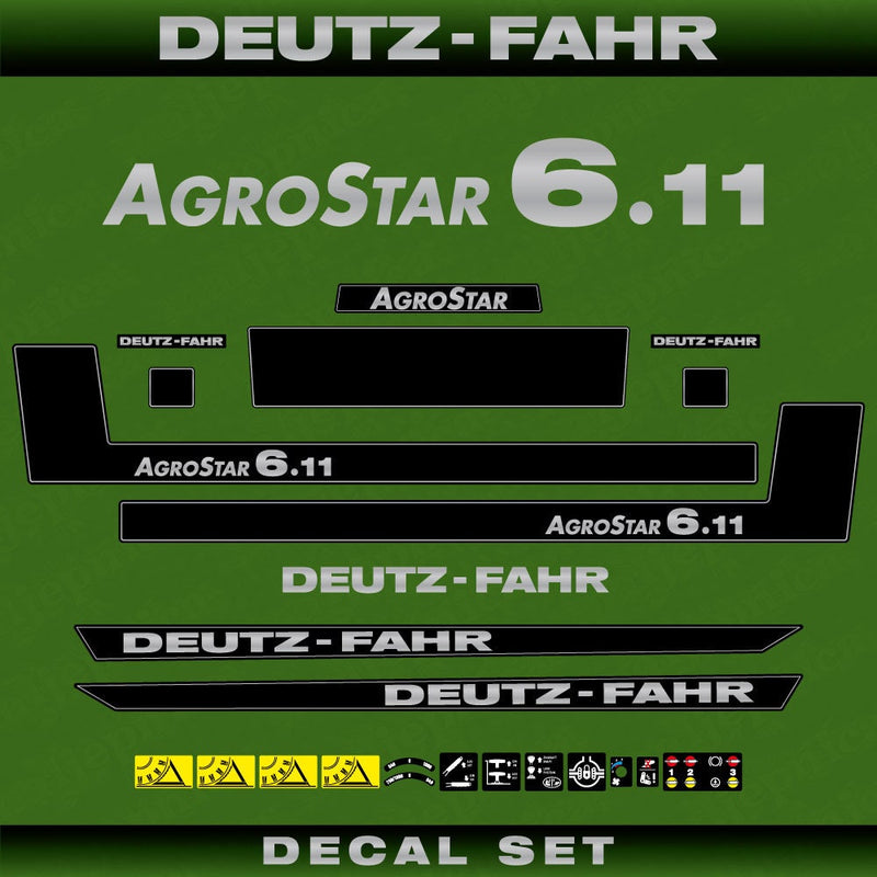 Deutz Fahr AgroStar 6.11 Aftermarket Replacement Tractor Decal (Sticker) Set