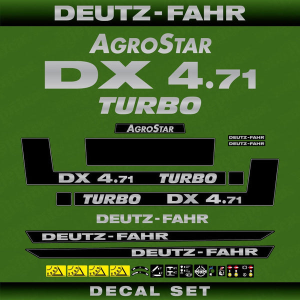 Deutz Fahr AgroStar DX 4.71 Turbo Aftermarket Replacement Tractor Decal (Sticker) Set