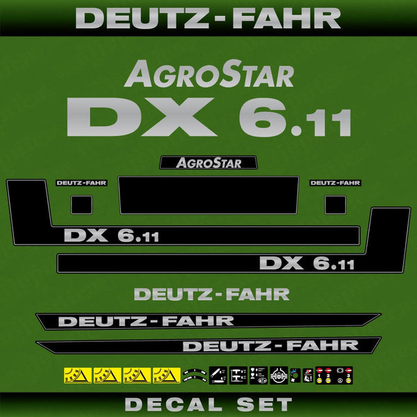 Deutz Fahr AgroStar DX 6.11 Aftermarket Replacement Tractor Decal (Sticker) Set