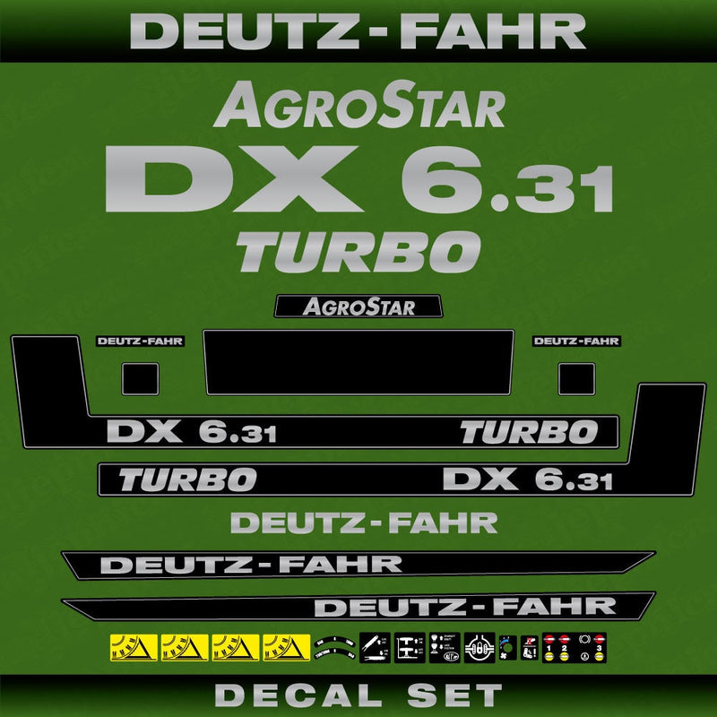 Deutz Fahr AgroStar DX 6.31 Turbo Aftermarket Replacement Tractor Decal (Sticker) Set