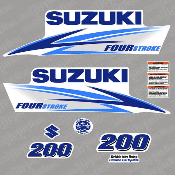 Suzuki 200 Four Stroke Blue (2013) Outboard Decal Sticker Set