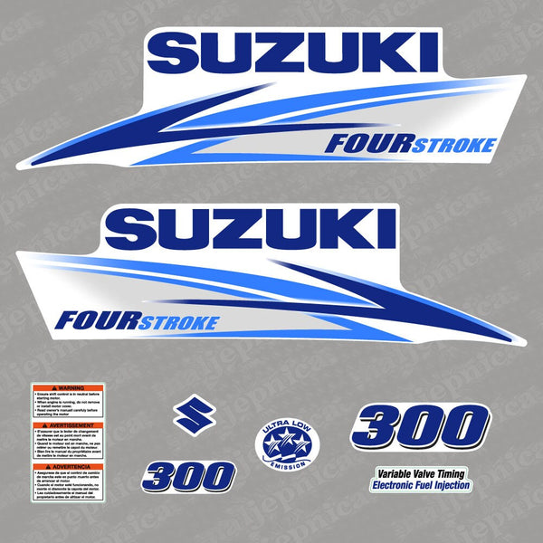 Suzuki 300 Four Stroke Blue (2013) Outboard Decal Sticker Set