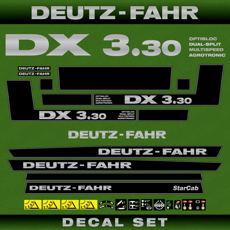 Deutz DX 3.30 ODMA Aftermarket Replacement Tractor Decal (Sticker) Set