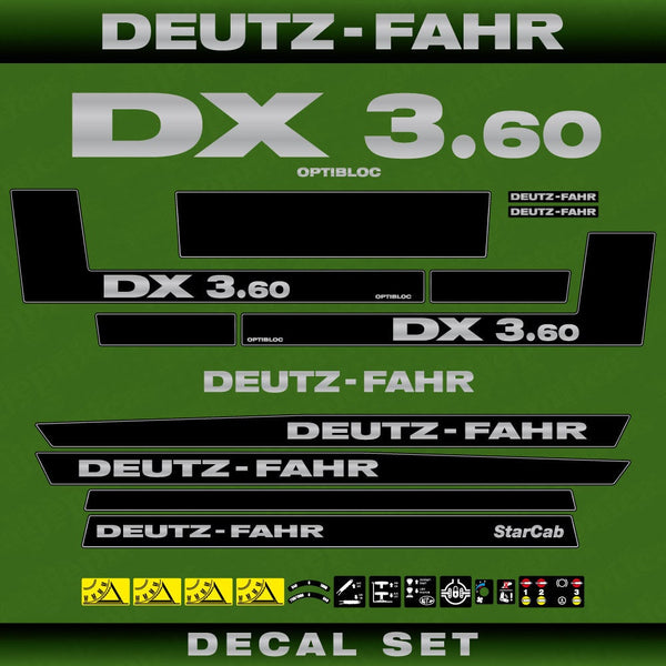 Deutz DX 3.60 Aftermarket Replacement Tractor Decal (Sticker) Set