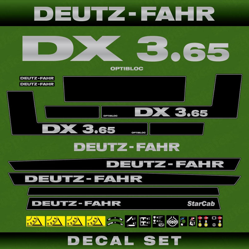 Deutz DX 3.65 Aftermarket Replacement Tractor Decal (Sticker) Set