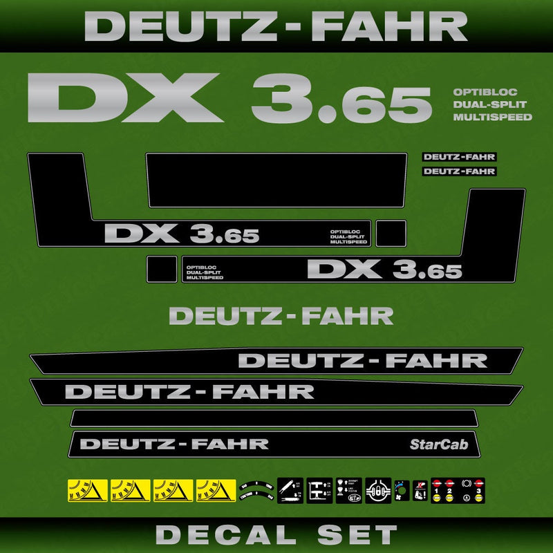 Deutz DX 3.65 ODM Aftermarket Replacement Tractor Decal (Sticker) Set