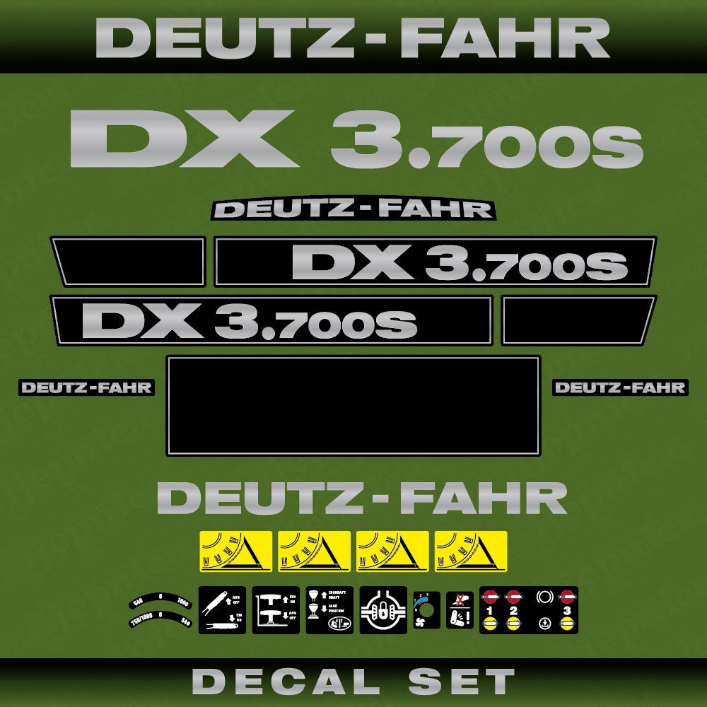 Deutz DX 3.700S Aftermarket Replacement Tractor Decal (Sticker) Set