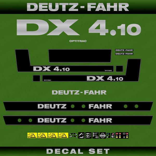 Deutz DX 4.10 O Aftermarket Replacement Tractor Decal (Sticker) Set