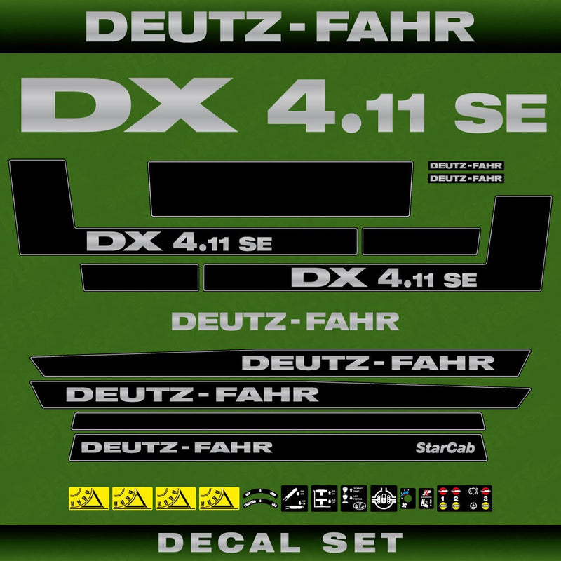 Deutz DX 4.11 SE Aftermarket Replacement Tractor Decal (Sticker) Set