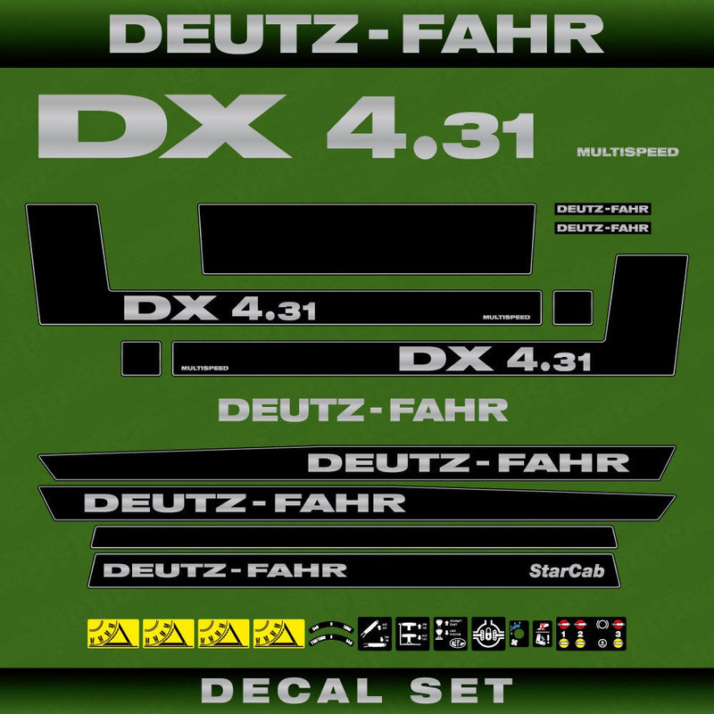 Deutz DX 4.31 Aftermarket Replacement Tractor Decal (Sticker) Set