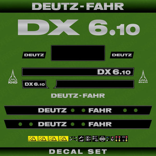 Deutz DX 6.10 Aftermarket Replacement Tractor Decal (Sticker) Set