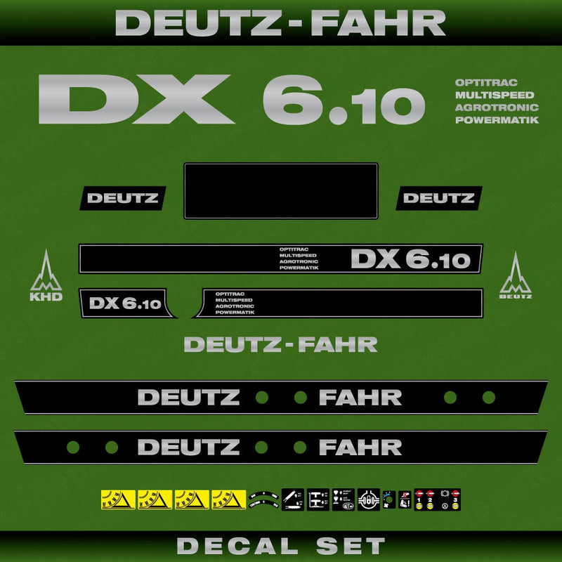 Deutz DX 6.10 OMAP Aftermarket Replacement Tractor Decal (Sticker) Set