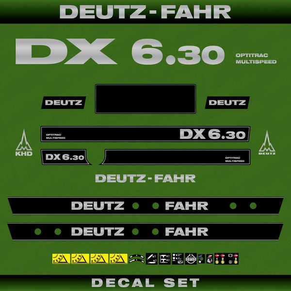 Deutz DX 6.30 OM Aftermarket Replacement Tractor Decal (Sticker) Set