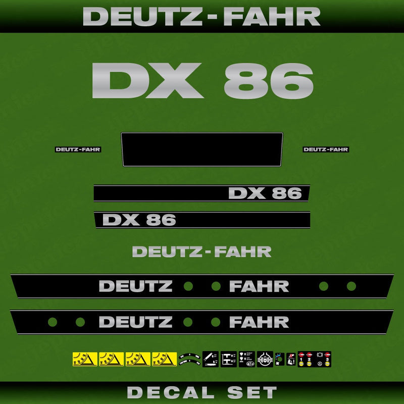 Deutz DX 86 Aftermarket Replacement Tractor Decal (Sticker) Set