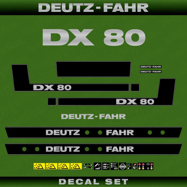 Deutz DX 80 Aftermarket Replacement Tractor Decal (Sticker) Set