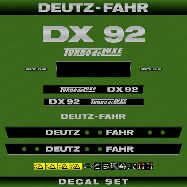 Deutz DX 92 Turbo De Luxe Aftermarket Replacement Tractor Decal (Sticker) Set