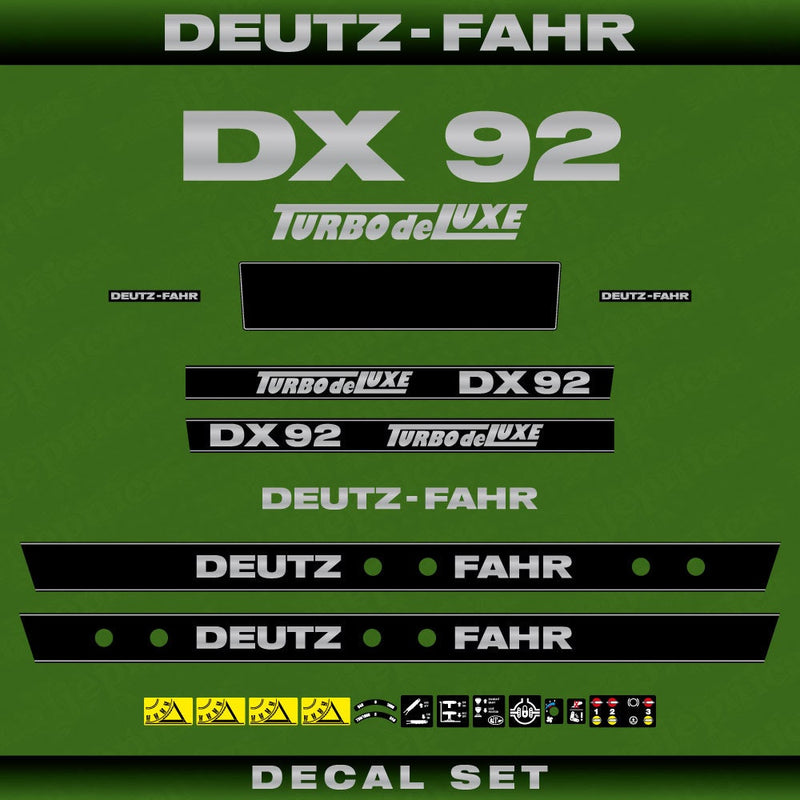 Deutz DX 92 Turbo De Luxe Aftermarket Replacement Tractor Decal (Sticker) Set